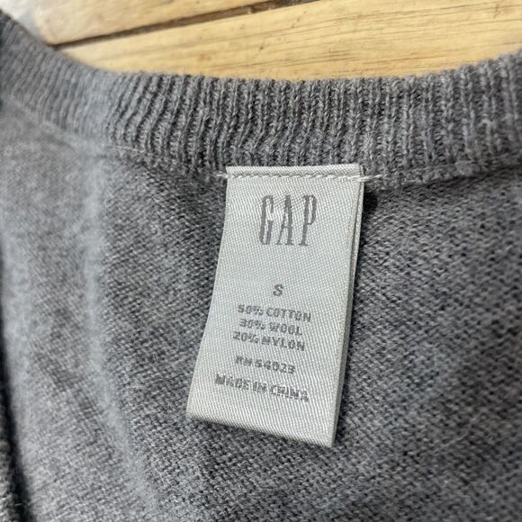 GAP Argyle Sweater Vest Wool Blend Men S Gray Brown Knit V Neck Pullover S 38" - Picture 5 of 16